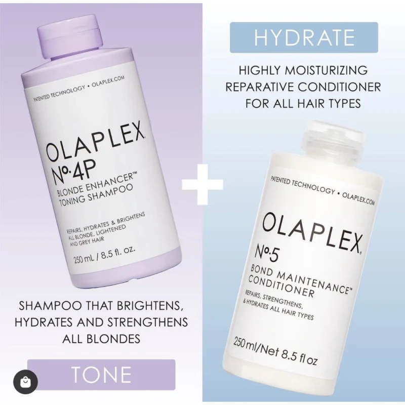 DẦU GỘI OLAPLEX 4P VÀ DẦU XẢ 5P TONING KHỬ VÀNG CHO TÓC TẨY 250ML